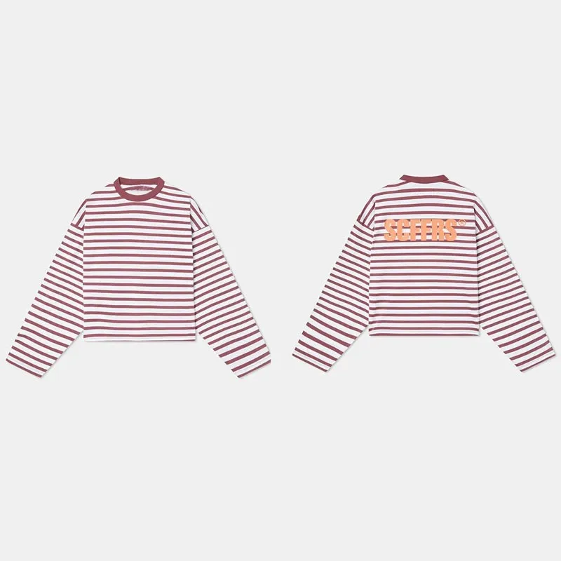 남녀 공용 긴팔 티셔츠, 넉넉한 핏에 스트라이프 패턴, - Street Fashion Y2K 리뷰 및 가격