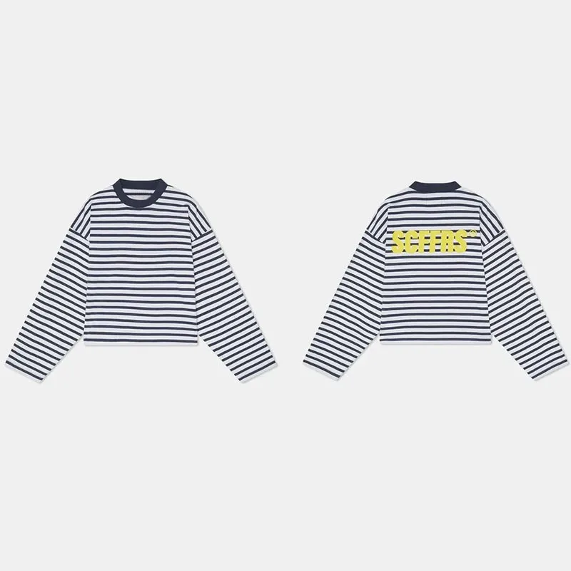 남녀 공용 긴팔 티셔츠, 넉넉한 핏에 스트라이프 패턴, - Street Fashion Y2K 리뷰 및 가격