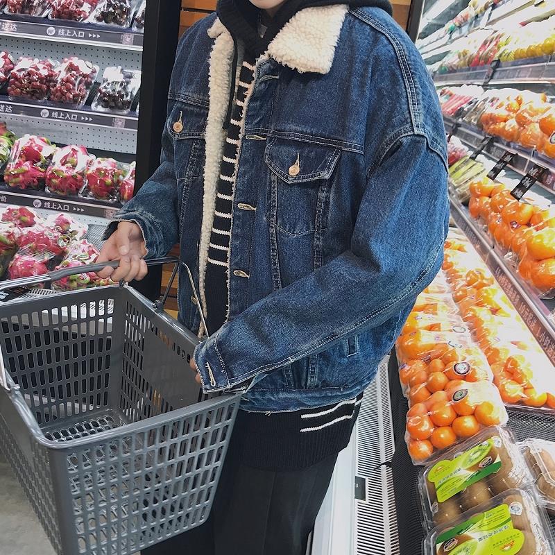 2025 겨울 신상 남성 양털 칼라 데님 재킷 플리스  - Street Fashion Men 2025 리뷰 및 가격
